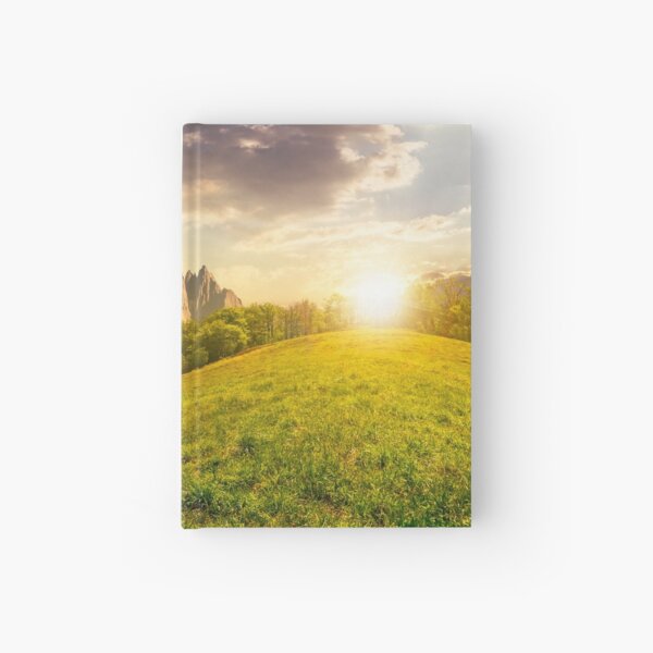 forest on grassy hillside in tatras at sunset Hardcover Journal