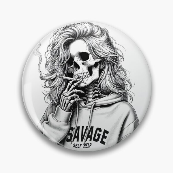 Item preview, Female Skelton holding cigarette wearing a Savage.SelfHelp merch hoodie  designed and sold by Savage.SelfHelp .