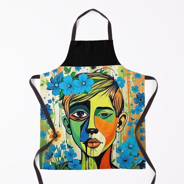 Item preview, Blue Bloom Boy - Artsy watercolor abstract boy portrait with blue florals designed and sold by EmeraldeaArt.