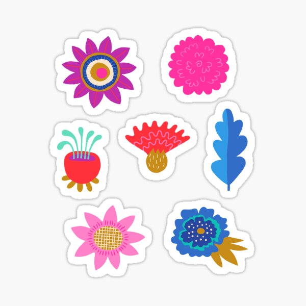 Electric Flowers navy Sticker