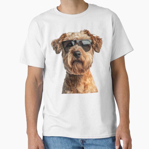 Vista previa del artículo con la obra «Divertido y genial perro terrier de trigo de pelo suave con gafas de sol», diseñado y vendido por LazyOwlStore.