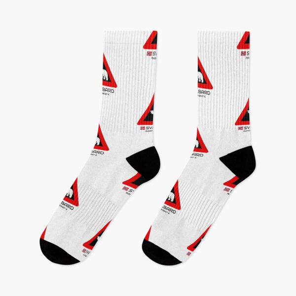 Item preview, Svalbard Polar Bear Crossing Warning Sign Red Blue Norway Flag Coordinate designed and sold by GraTEEtude.