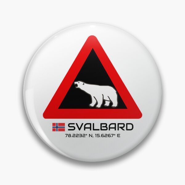 Item preview, Svalbard Polar Bear Crossing Warning Sign Red Blue Norway Flag Coordinate designed and sold by GraTEEtude.