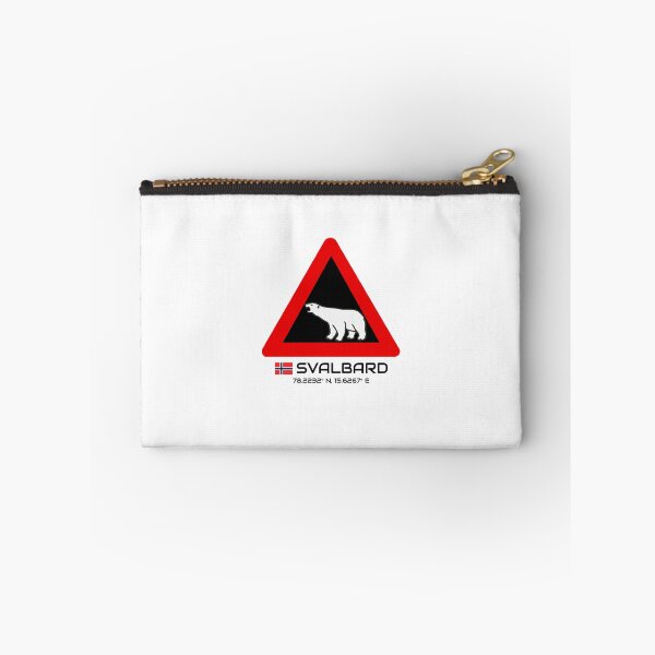 Item preview, Svalbard Polar Bear Crossing Warning Sign Red Blue Norway Flag Coordinate designed and sold by GraTEEtude.