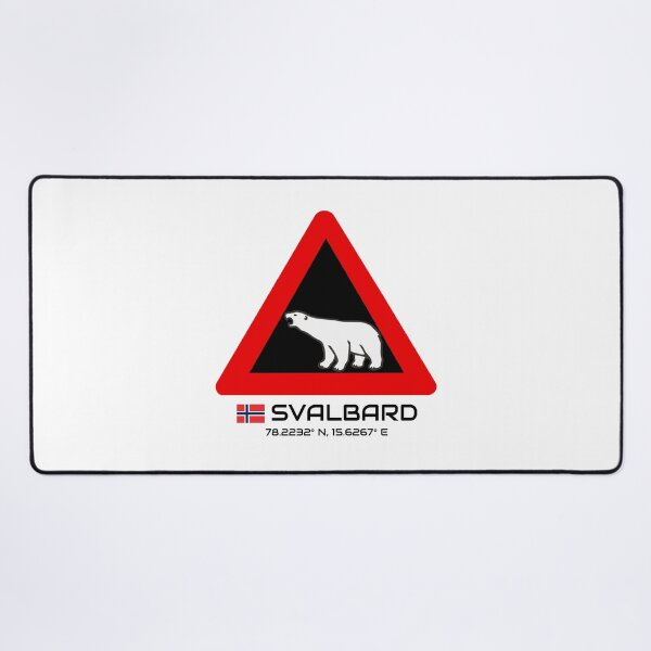 Item preview, Svalbard Polar Bear Crossing Warning Sign Red Blue Norway Flag Coordinate designed and sold by GraTEEtude.