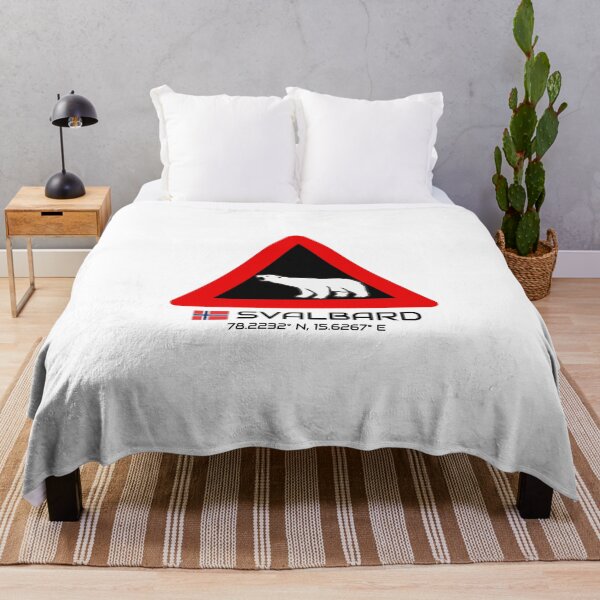 Item preview, Svalbard Polar Bear Crossing Warning Sign Red Blue Norway Flag Coordinate designed and sold by GraTEEtude.