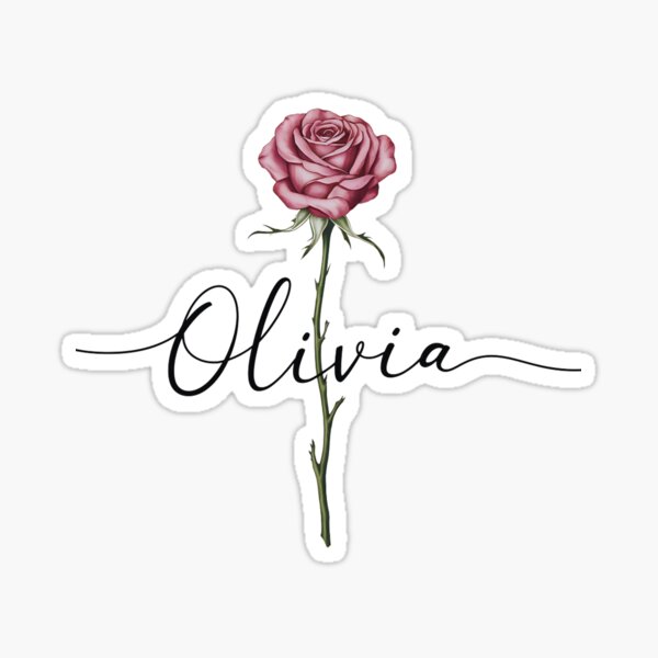 Item preview, Rose With Name Elegant Rose Stem Calligraphy  Rose Stem Name – Olivia Name Art designed and sold by SlocifieShop.