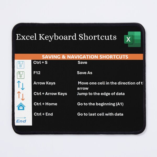 Item preview, Saving & Navigation Keyboard Excel Shortcuts designed and sold by PC-TechSkills.