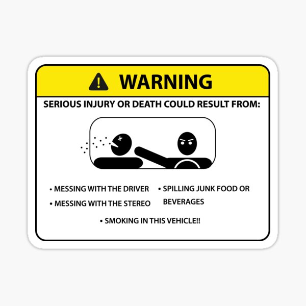 Vehicle Rules Funny Warning Stickers | Safety Instructions Labels Decals  (pair) 