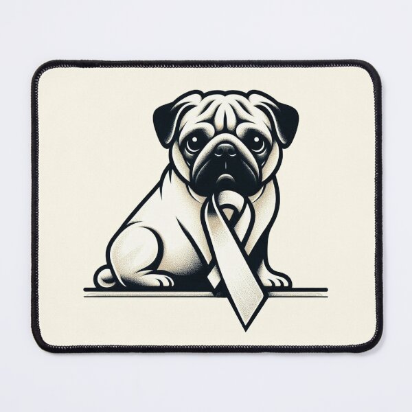 Item preview, Pug with Universal Awareness Ribbon – Love, Support & Awareness designed and sold by HealthCoreCommunity.