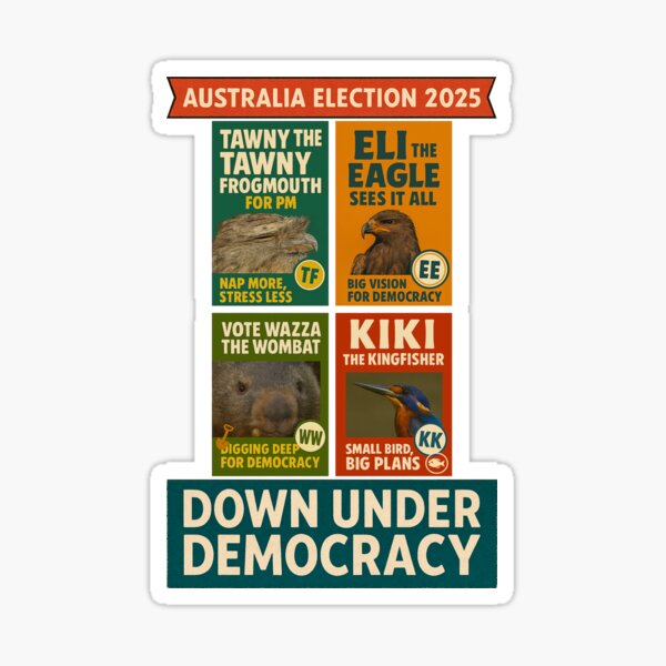 Item preview, Down Under Democracy - Aussie Animal Election 2025 designed and sold by MRageebArt.