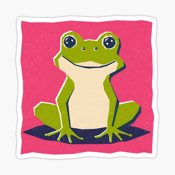 Item preview, Smiling Frog Illustration – Retro Cute Animal Art on Pink designed and sold by Beemyguest.