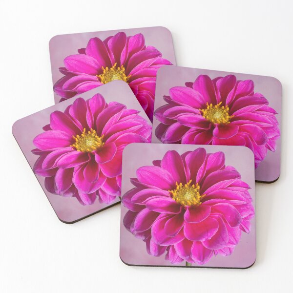 Item preview, Macro Hot Pink Dahlia with Fluffy Yellow Pollen designed and sold by peckofpickles.