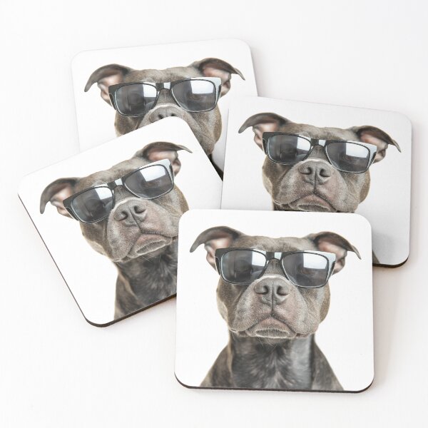 Item preview, Funny cool Staffordshire Bull Terrier Dog wearing sunglasses designed and sold by LazyOwlStore.