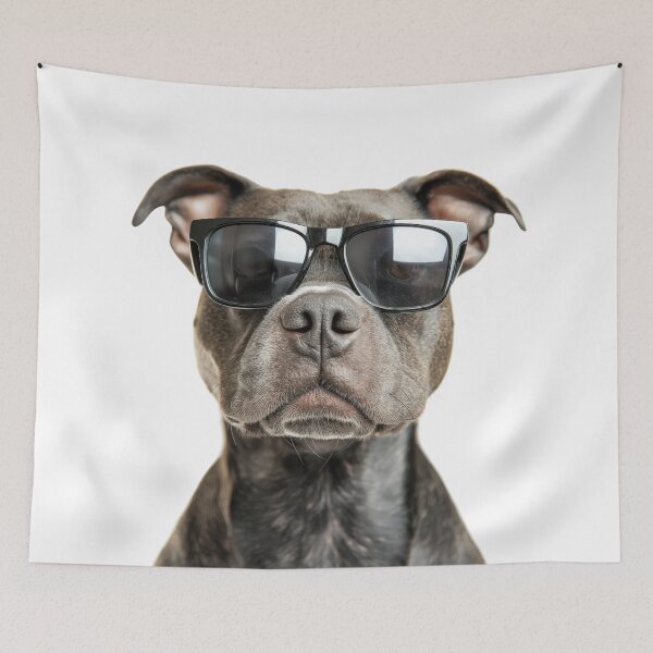 Item preview, Funny cool Staffordshire Bull Terrier Dog wearing sunglasses designed and sold by LazyOwlStore.