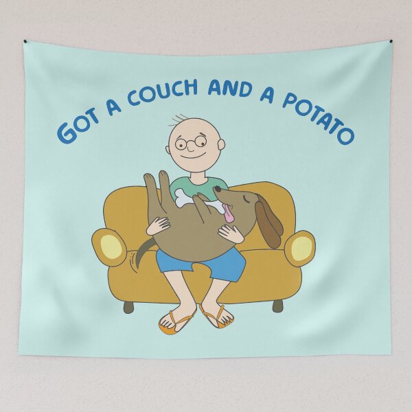 Item preview, Dog Dad sitting on a yellow couch designed and sold by SoupSouka.