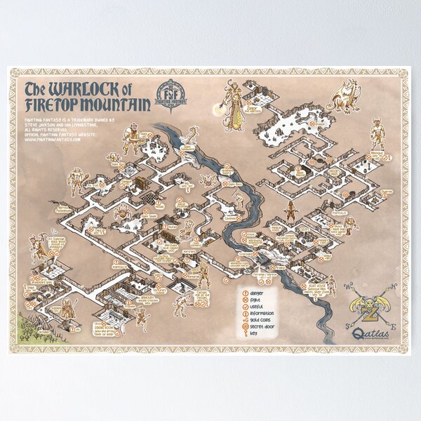 Item preview, Fighting Fantasy - The Warlock of Firetop Mountain - Gamebook Map designed and sold by QatlasMap Shop.