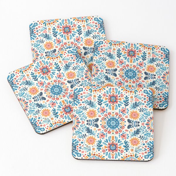 Item preview, Scandinavian & Hungarian Folk Art Pattern – Vibrant Floral Symmetry by heidiannemorris designed and sold by FOLK ART FUSION by heidiannemorris.