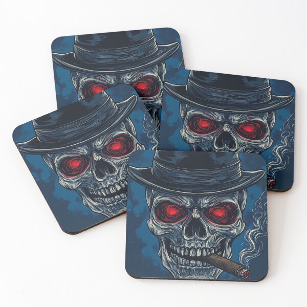 Item preview, Cool Skull Logo with Red Eyes and Fedora – Vector T-Shirt Design designed and sold by Moss and Moon Studio.