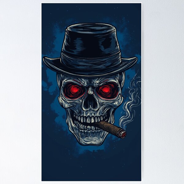 Item preview, Cool Skull Logo with Red Eyes and Fedora – Vector T-Shirt Design designed and sold by ajurnaya.