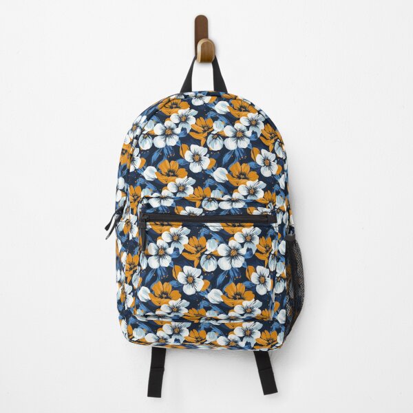 Item preview, retro flowers in blue, white and yellow designed and sold by PoppyLaneStudio.