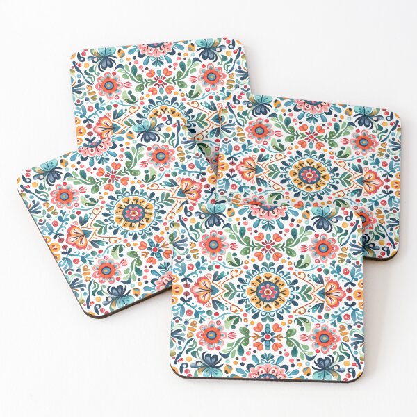 Item preview, Scandinavian & Hungarian Folk Art Pattern – Vibrant Floral Symmetry by heidiannemorris designed and sold by FOLK ART FUSION by heidiannemorris.