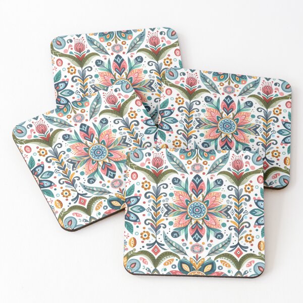 Item preview, Scandinavian & Hungarian Folk Art Pattern – Vibrant Floral Symmetry by heidiannemorris designed and sold by FOLK ART FUSION by heidiannemorris.