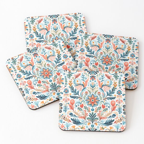 Item preview, Scandinavian & Hungarian Folk Art Pattern – Vibrant Floral Symmetry by heidiannemorris designed and sold by FOLK ART FUSION by heidiannemorris.