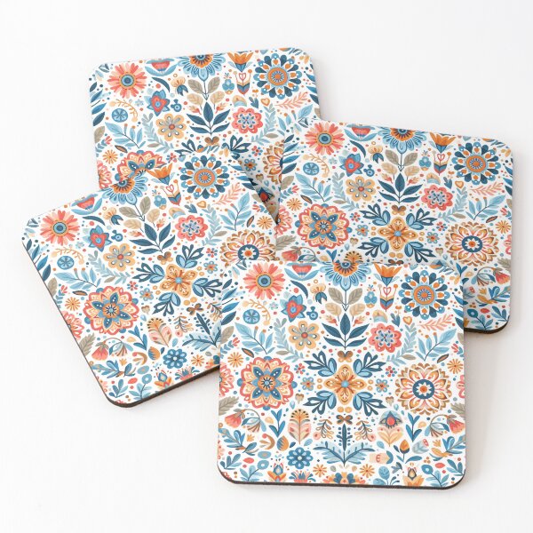 Item preview, Scandinavian & Hungarian Folk Art Pattern – Vibrant Floral Symmetry by heidiannemorris designed and sold by FOLK ART FUSION by heidiannemorris.