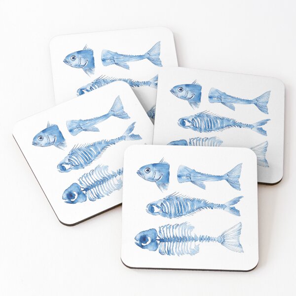 Item preview, Blue Fish and Bone Structure in Artistic Style designed and sold by Anastasiia Yurevych.