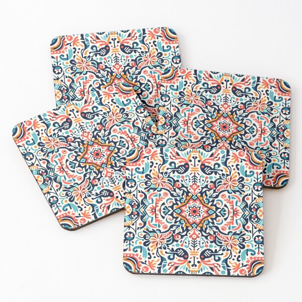 Item preview, Scandinavian & Hungarian Folk Art Pattern – Vibrant Floral Symmetry by heidiannemorris designed and sold by FOLK ART FUSION by heidiannemorris.