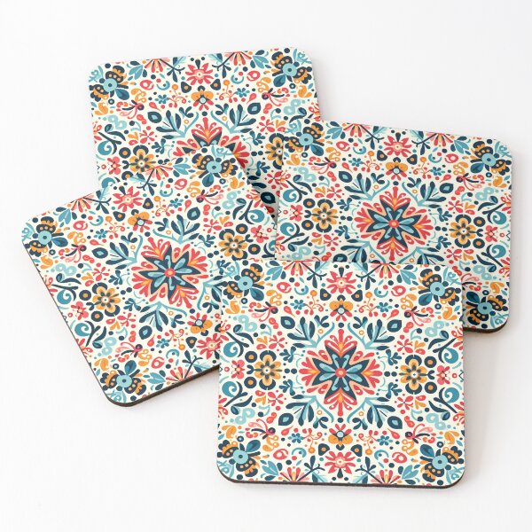 Item preview, Scandinavian & Hungarian Folk Art Pattern – Vibrant Floral Symmetry by heidiannemorris designed and sold by FOLK ART FUSION by heidiannemorris.