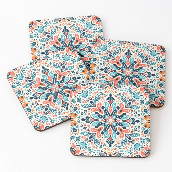 Item preview, Scandinavian & Hungarian Folk Art Pattern – Vibrant Floral Symmetry by heidiannemorris designed and sold by FOLK ART FUSION by heidiannemorris.