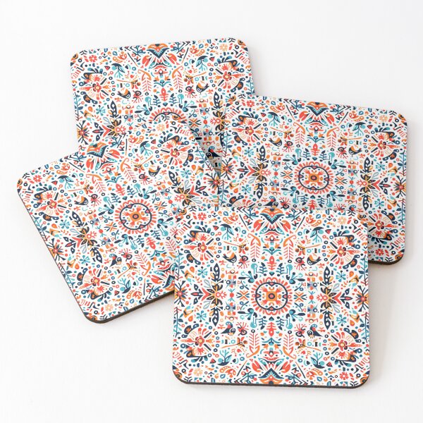 Item preview, Scandinavian & Hungarian Folk Art Pattern – Vibrant Floral Symmetry by heidiannemorris designed and sold by FOLK ART FUSION by heidiannemorris.