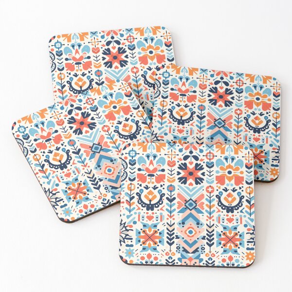 Item preview, Scandinavian & Hungarian Folk Art Pattern – Vibrant Floral Symmetry by heidiannemorris designed and sold by FOLK ART FUSION by heidiannemorris.