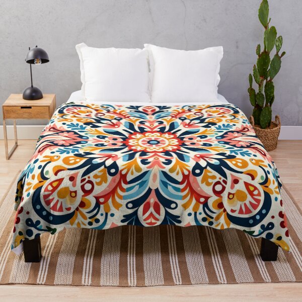 Item preview, Scandinavian & Hungarian Folk Art Pattern – Vibrant Floral Symmetry by heidiannemorris designed and sold by FOLK ART FUSION by heidiannemorris.