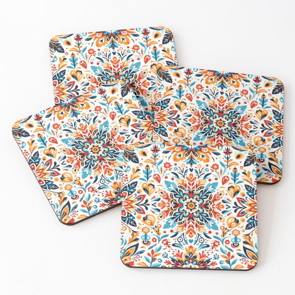 Item preview, Scandinavian & Hungarian Folk Art Pattern – Vibrant Floral Symmetry by heidiannemorris designed and sold by FOLK ART FUSION by heidiannemorris.