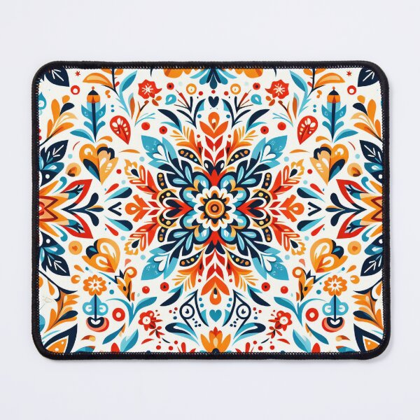 Item preview, Scandinavian & Hungarian Folk Art Pattern – Vibrant Floral Symmetry by heidiannemorris designed and sold by FOLK ART FUSION by heidiannemorris.