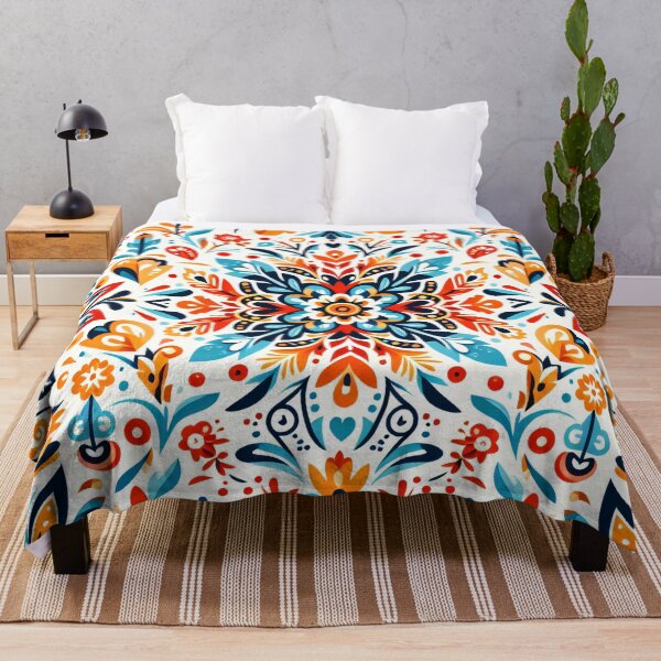 Item preview, Scandinavian & Hungarian Folk Art Pattern – Vibrant Floral Symmetry by heidiannemorris designed and sold by FOLK ART FUSION by heidiannemorris.