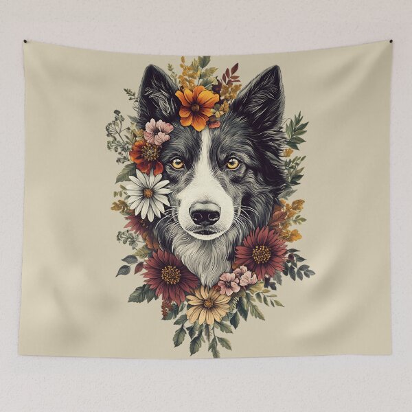 Item preview, Floral Border Collie Dog designed and sold by bapupa.