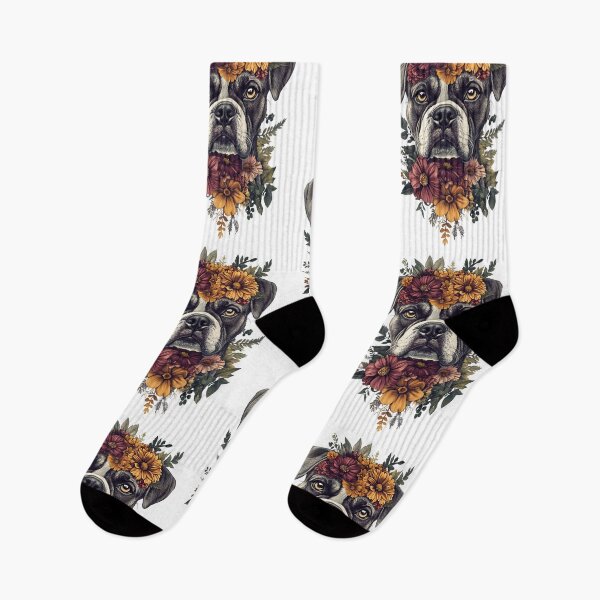 Artikelvorschau, Boxerhund mit Blumenmuster entworfen und verkauft von bapupa.