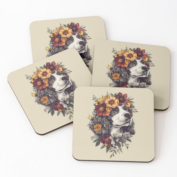 Item preview, Floral Cavalier King Charles Spaniel Dog designed and sold by bapupa.