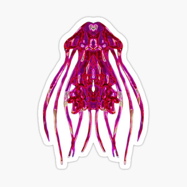 Pinke Qualle - Gespiegelt und leuchtend - 1 Sticker