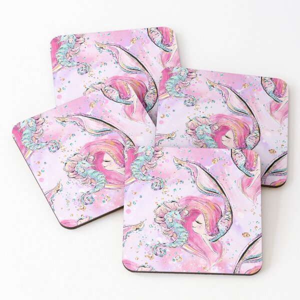 Item preview, Cute Redhead Mermaid with her Unicorn Seahorse Pet designed and sold by KaramfilaS.