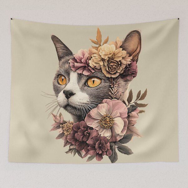 Item preview, Floral Abyssinian Cat designed and sold by bapupa.