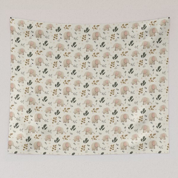 Item preview, cute elephants in neutral colours designed and sold by PoppyLaneStudio.