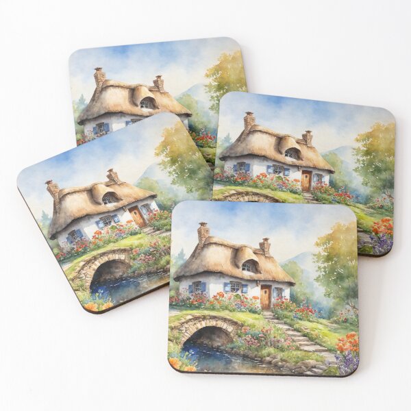 Item preview, A touch of magic - Where dreams grow - Idyllic country house in watercolor designed and sold by Connys Colorful World.