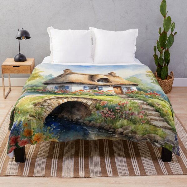 Item preview, A touch of magic - Where dreams grow - Idyllic country house in watercolor designed and sold by Connys Colorful World.