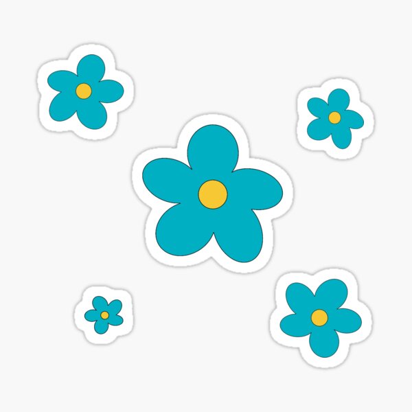 Aperçu de l'œuvre Fleurs Groovy – Vibes 70s bleu créée et vendue par elodie-cousin.