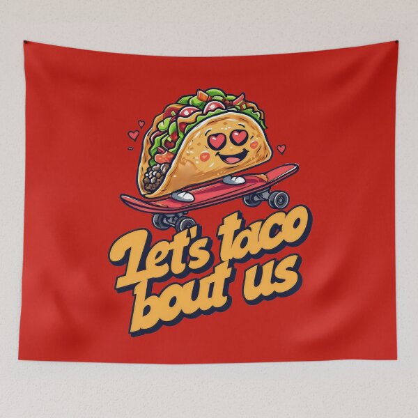 Item preview, Let's Taco Bout Us Food Puns designed and sold by DemureArtsy.